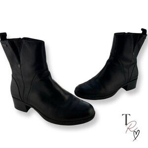 Rockport Black Leather Women’s Gore-tex Ankle Boots Side Zip Booties Size 9
